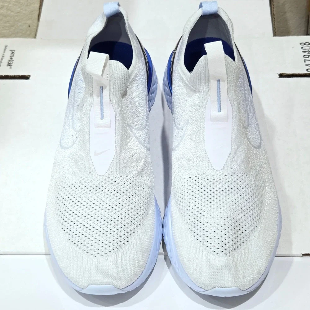 Nike Epic React Flyknit Phantom Mens 13 White Blue BV0417-101 Laceless Running